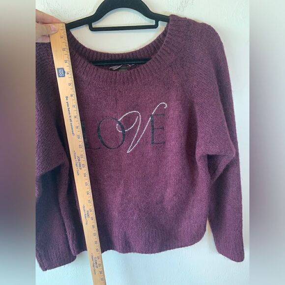 Victoria’s Secret Purple fuzzy “love” rhinestone sweater size M - Picture 7 of 8